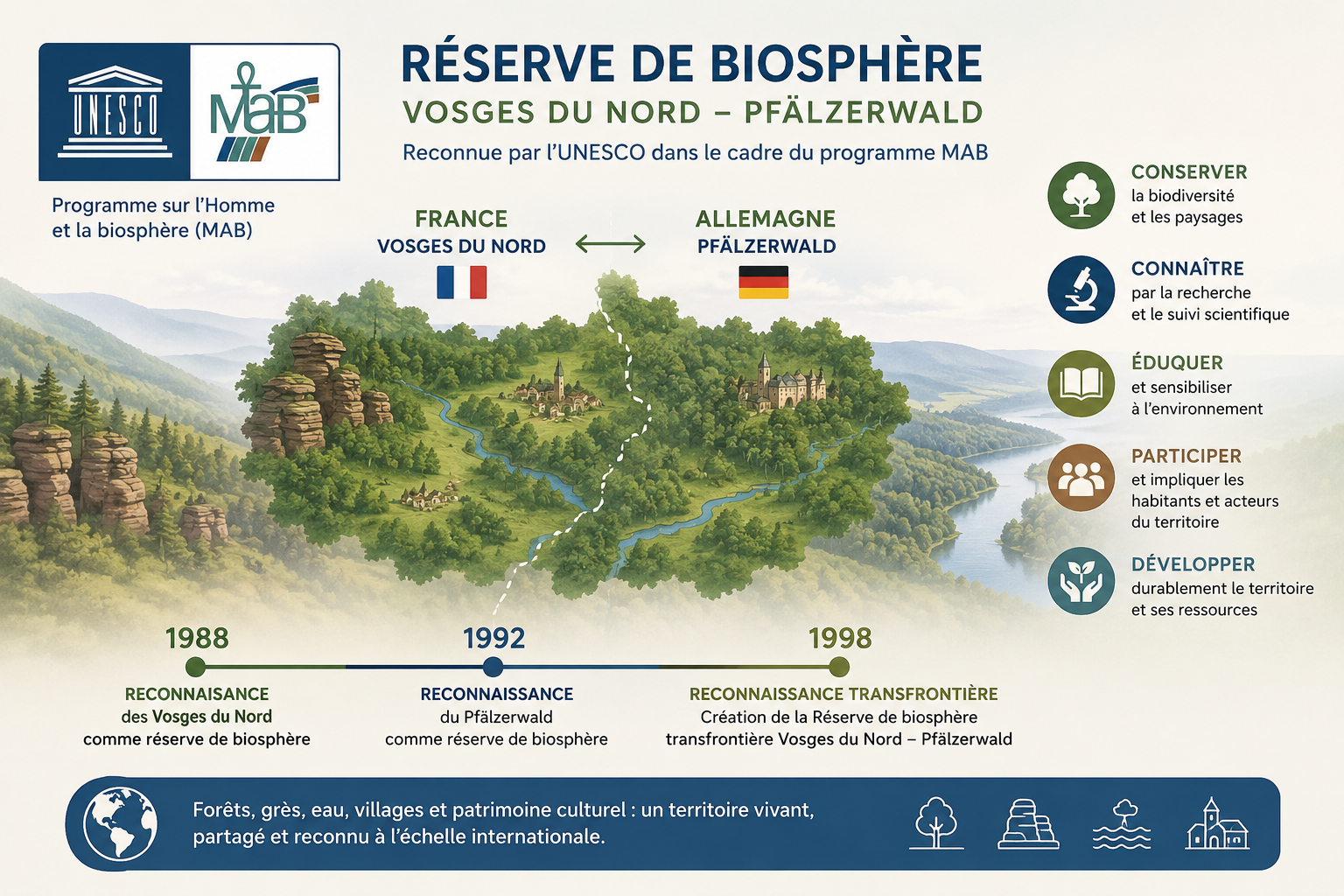 Réserve de biosphère transfrontière Vosges du Nord – Pfälzerwald et programme MAB de l’UNESCO